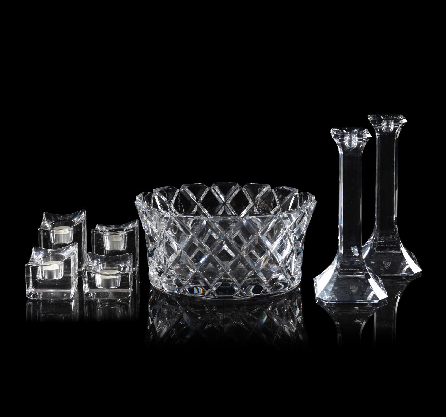 A Group of Seven Orrefors Glass Table Articles