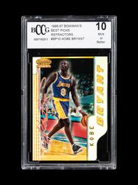 A 1996-97 Bowman’s Best Picks Refractor Kobe Bryant Rookie Basketball Card No. BP10 (BCCG 10 MINT)