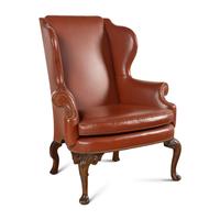 A George II Style Leather-Upholstered Wingback Chair