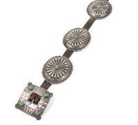 Silver and Turquoise Concho Belt Length 38 inches
