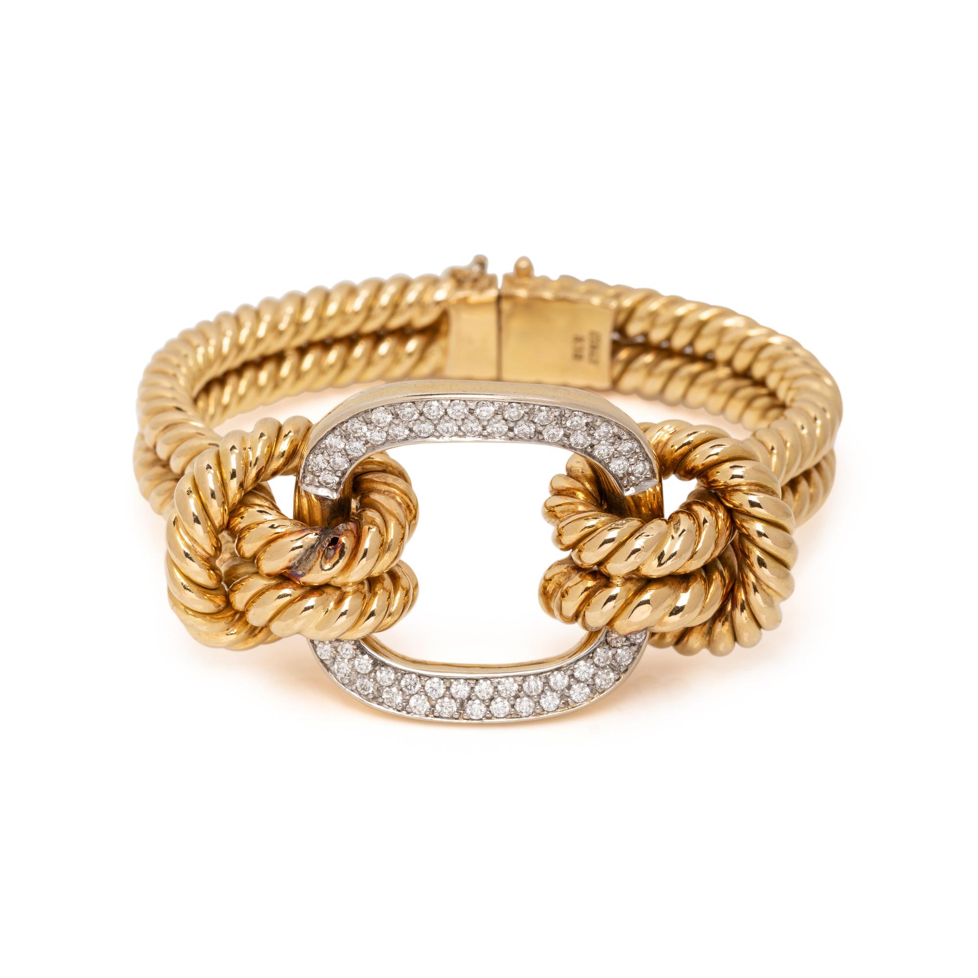 DIAMOND AND YELLOW GOLD BUCKLE BRACELET