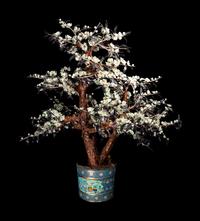 A Large Jade and Cloisonné Enamel Planter