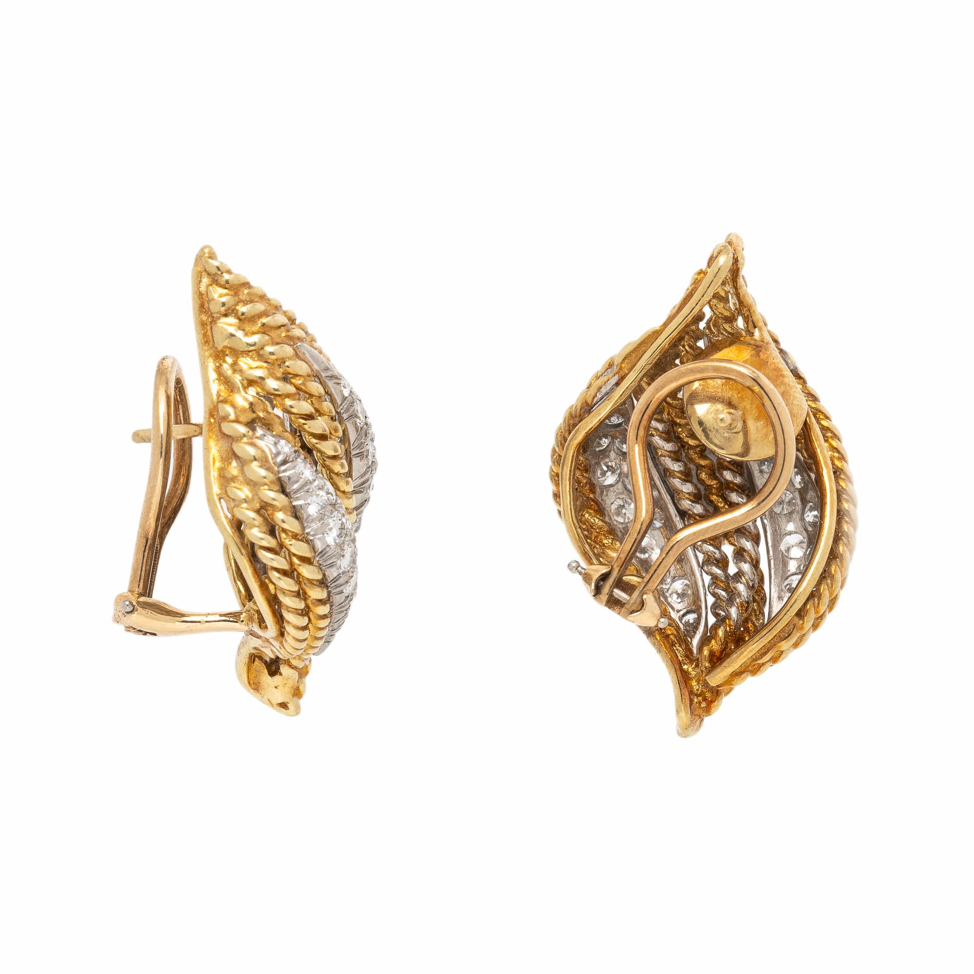 Yellow Gold and Diamond Earrings