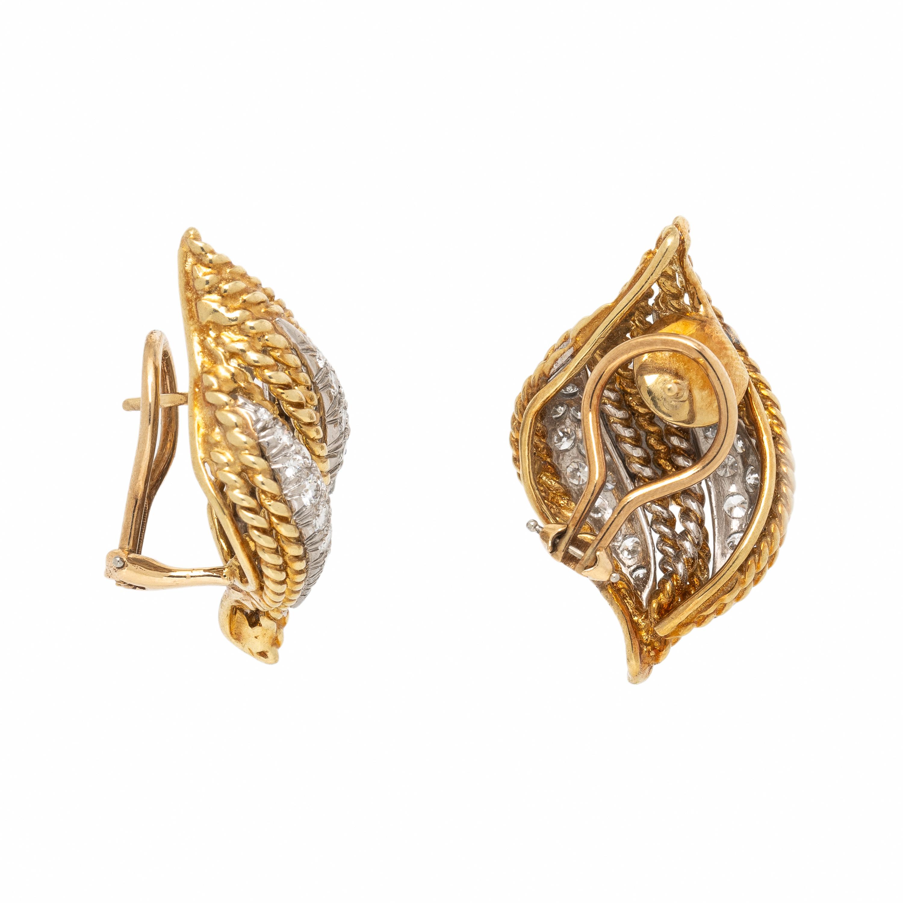 Yellow Gold and Diamond Earrings