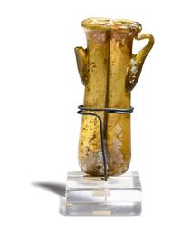 A Roman Yellow-Green Glass Double Unguentarium