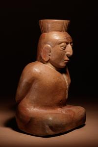 A Moche Terracotta Vessel Depicting a Bound Captive