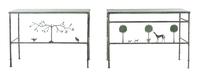 Two Patinated Bronze Console Tables Carole Gratale, USA