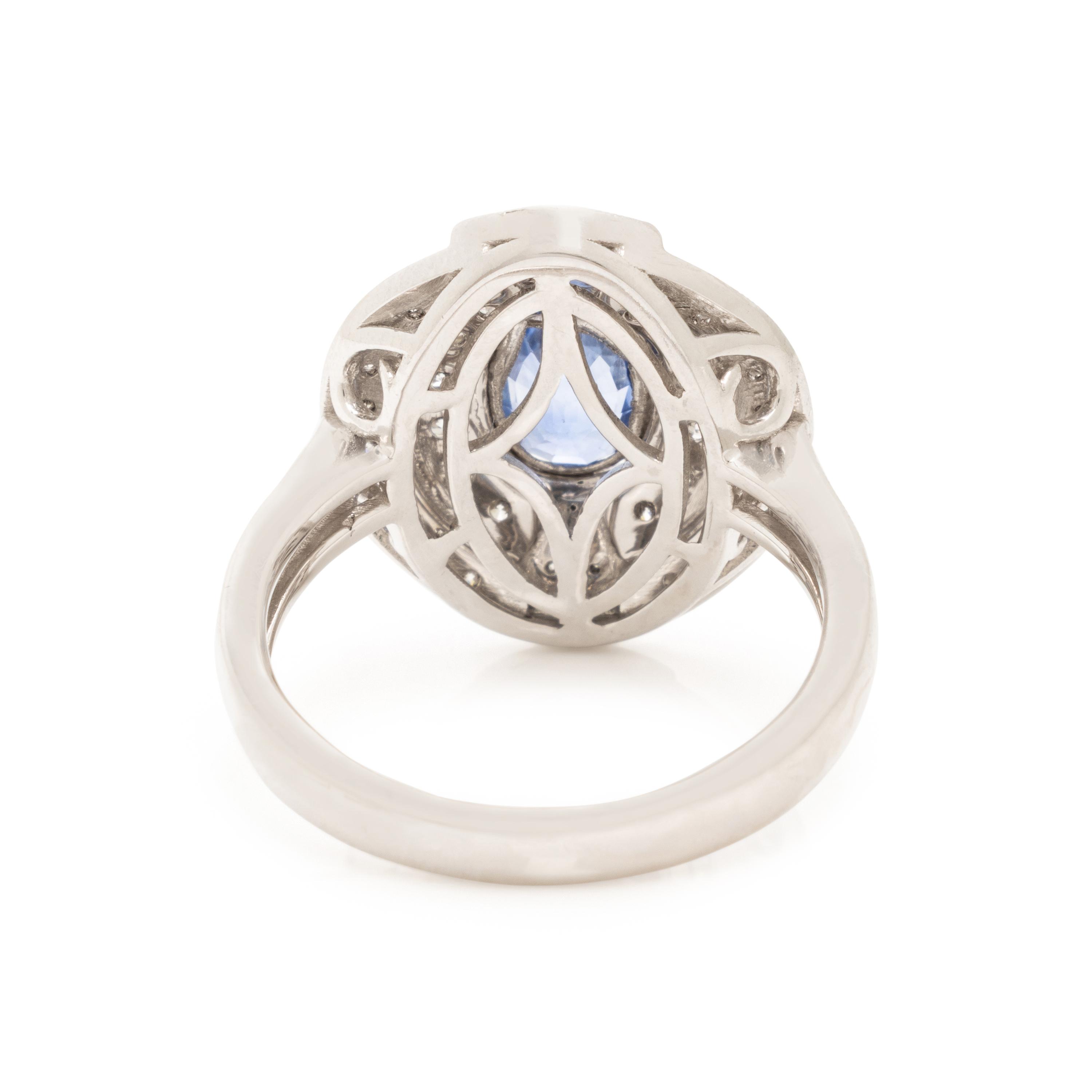 Oscar Friedman, Sapphire, Diamond, and Platinum Ring