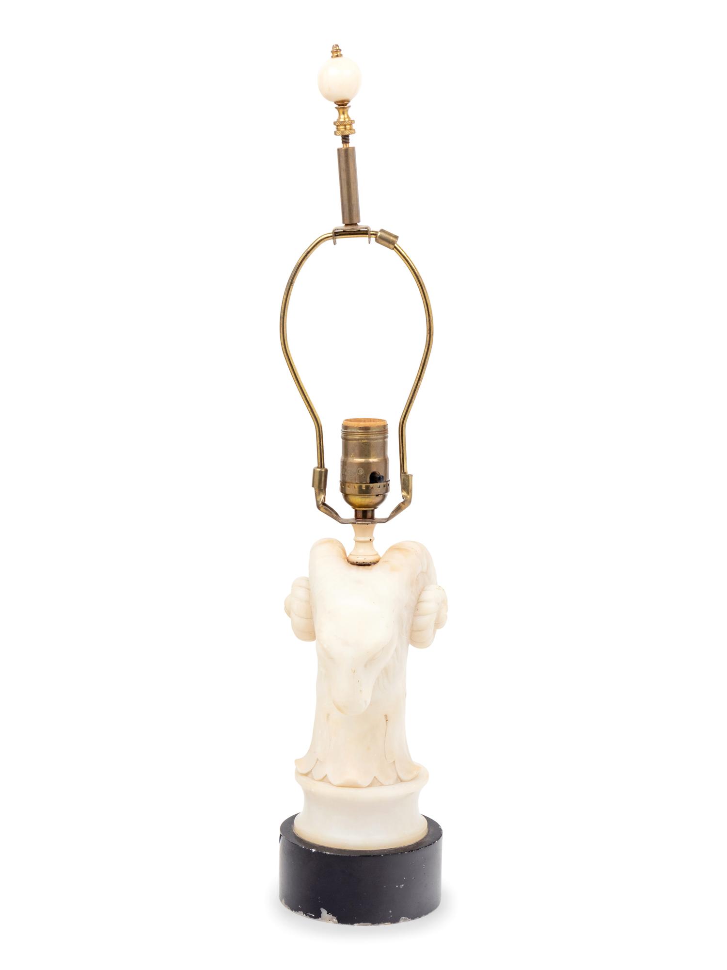 An Italian Carved Alabaster Lamp