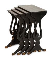 A Set of Four Victorian Chinoiserie Lacquered Nesting Tables