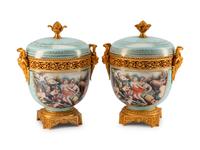 A Pair of Gilt-Bronze-Mounted Sevres Style Porcelain Potpourri