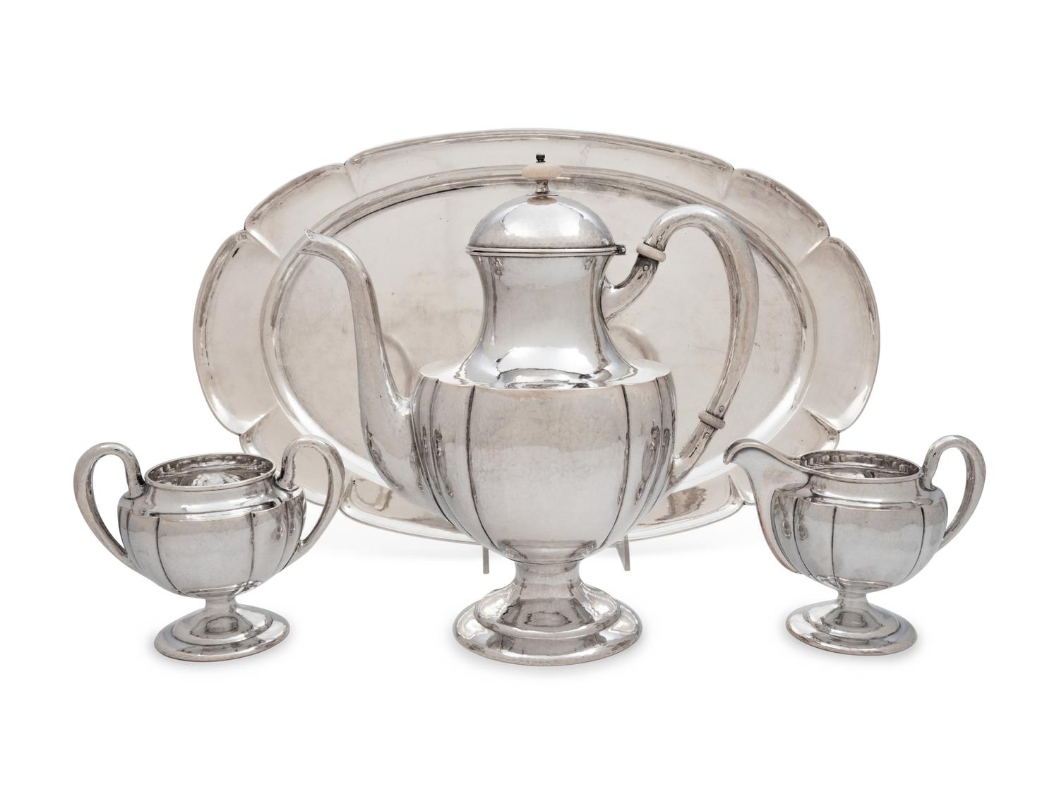 A Kalo Shop Silver Four-Piece Tea Service