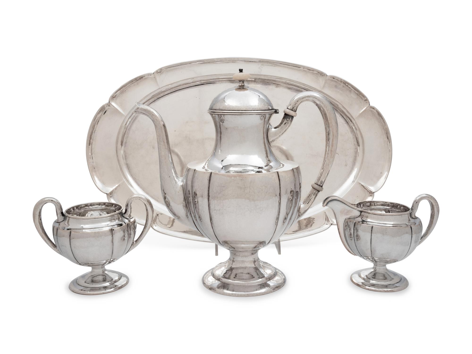 A Kalo Shop Silver Four-Piece Tea Service