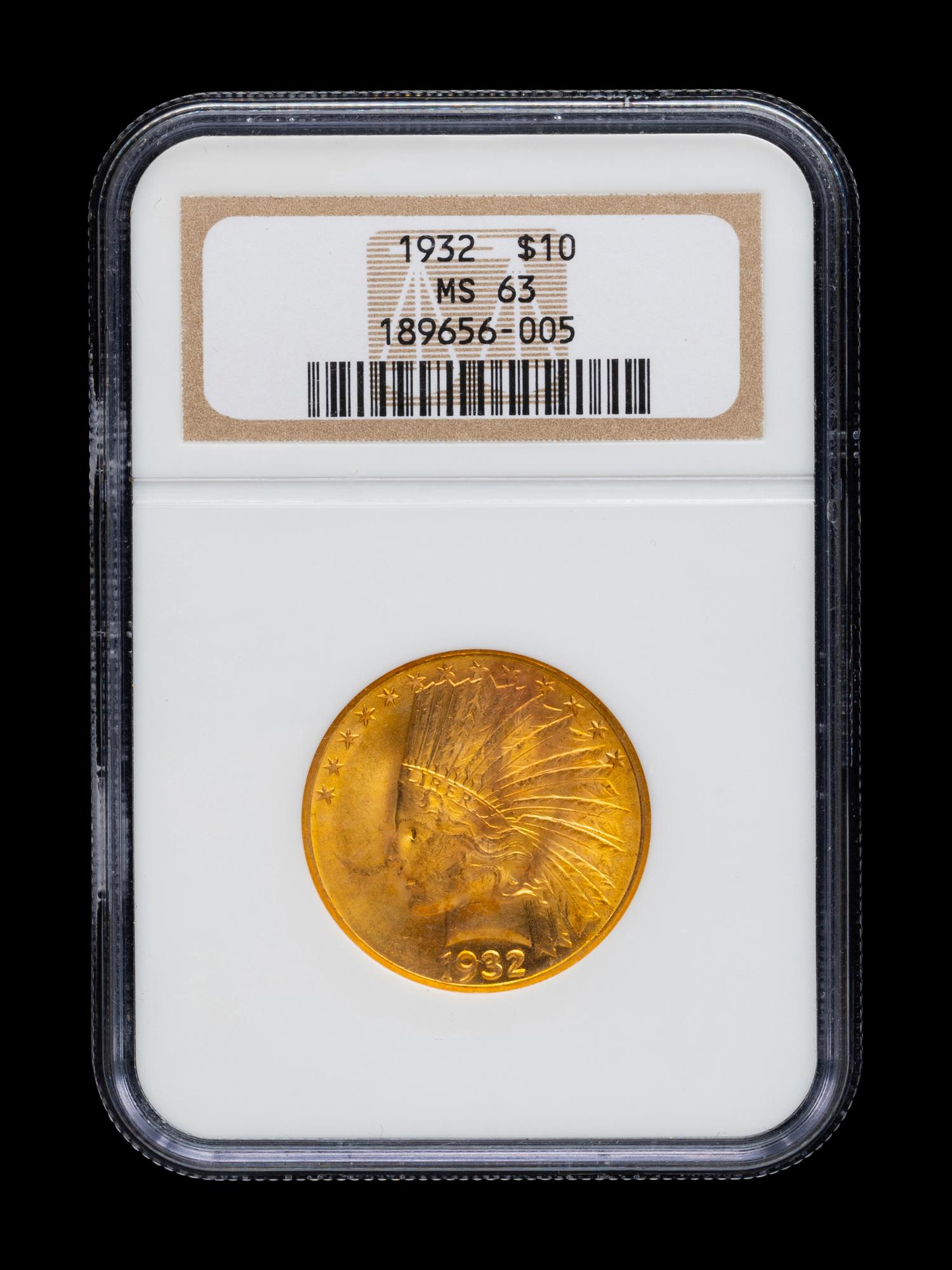 A 1932 Indian Head $10 Gold Coin (NGC MS63)