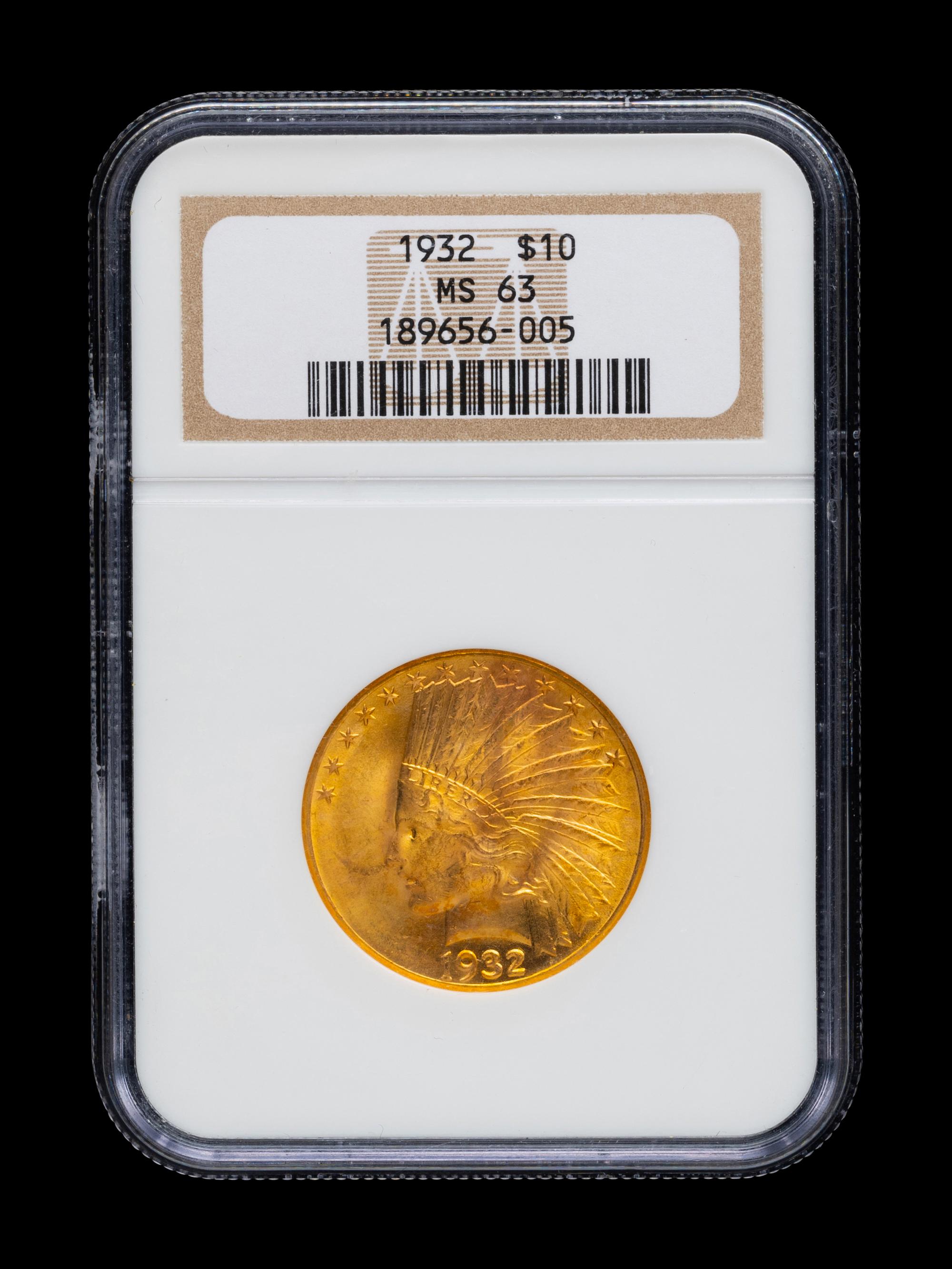 A 1932 Indian Head $10 Gold Coin (NGC MS63)