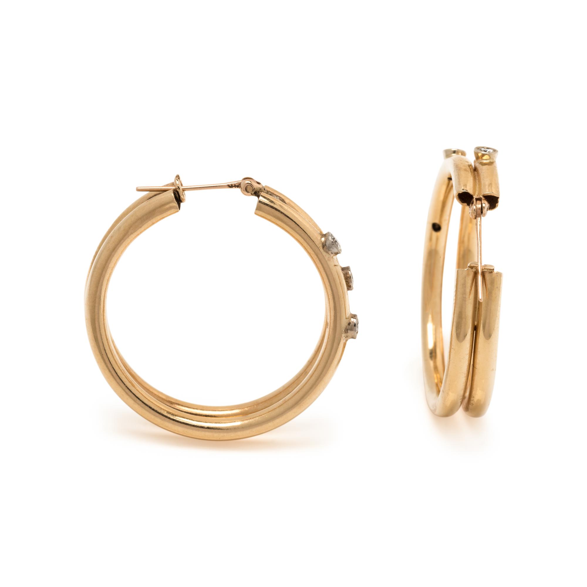 YELLOW GOLD AND DIAMOND HOOP EARRINGS