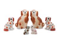 A Group of Fourteen Staffordshire Glazed Spaniels
