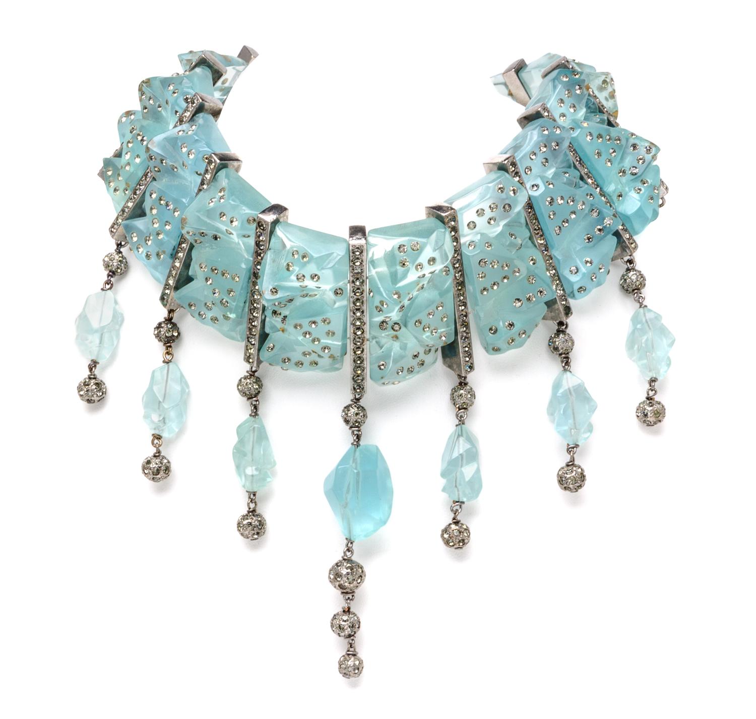 A Valentino Runway Aqua Lucite 'Iceberg' Choker Necklace,