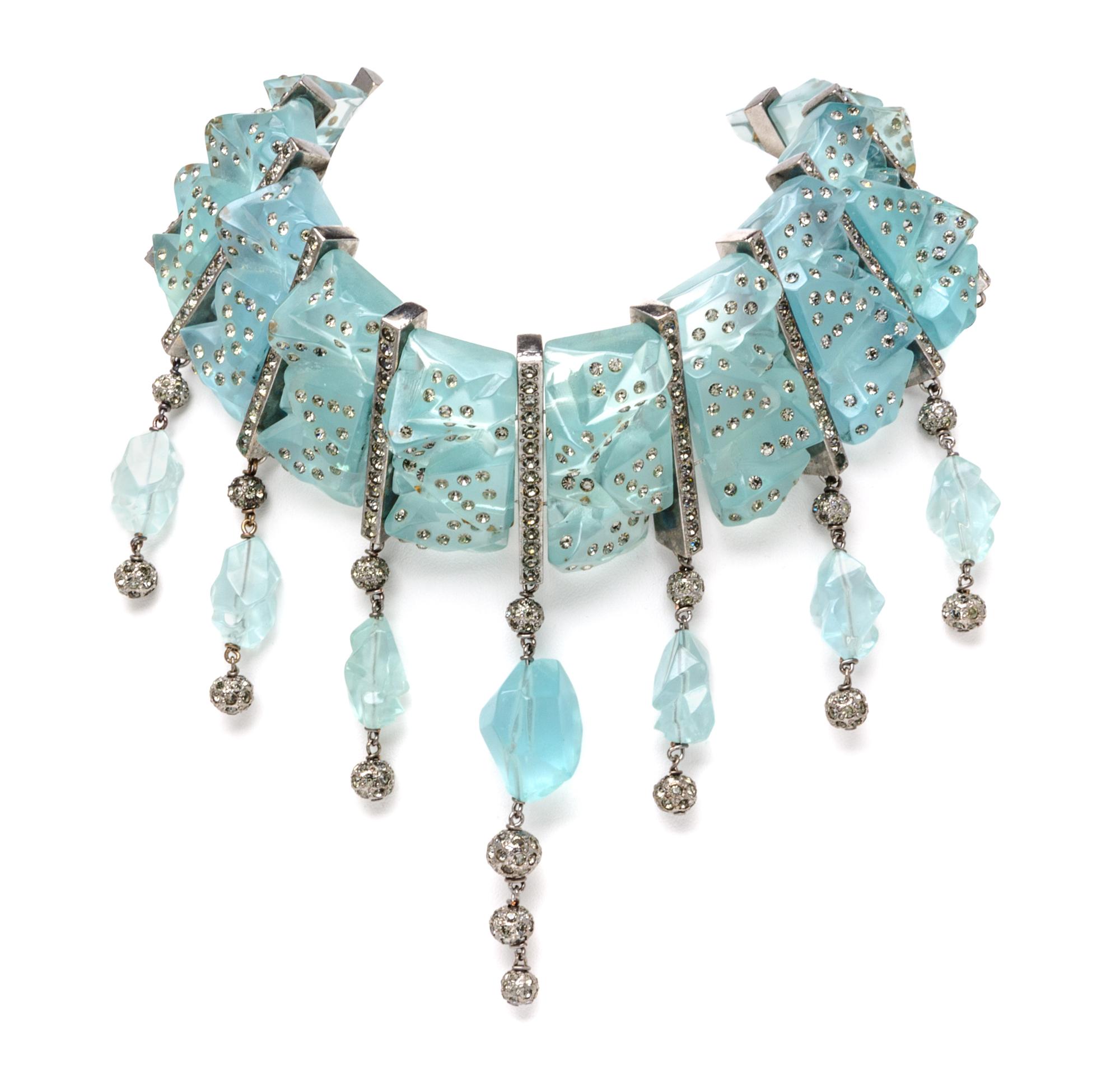 A Valentino Runway Aqua Lucite 'Iceberg' Choker Necklace,