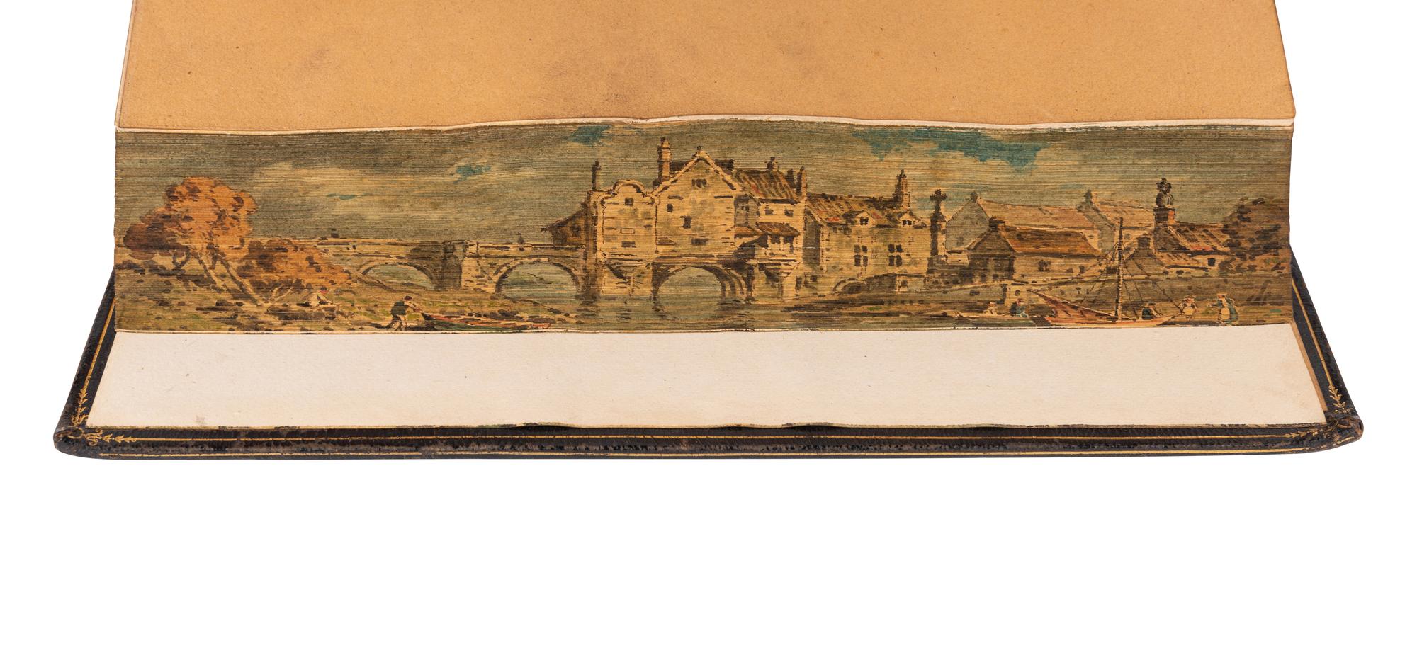 [BINDINGS -- FORE-EDGE PAINTINGS]. A group of 12 works concealing fore-edge paintings depicting country scenes, comprising: