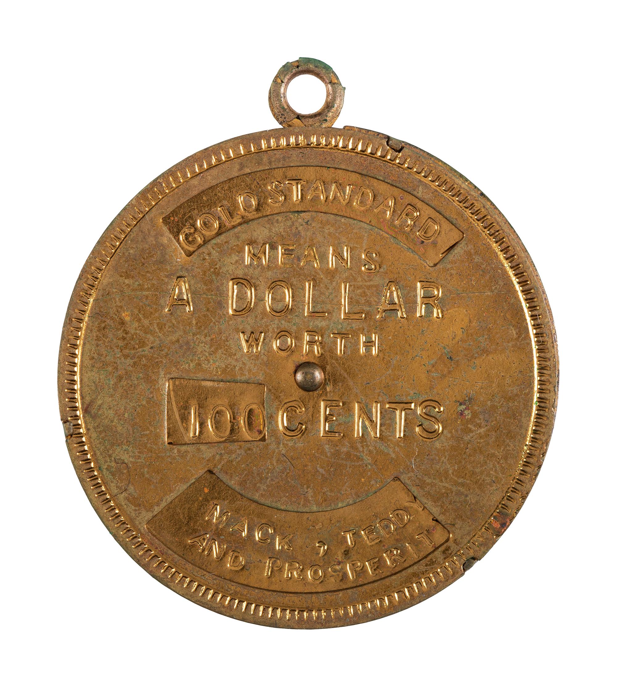 [MCKINLEY, William (1843-1901).] A group of 2 items, incl. presidential campaign mechanical medal and inaugural program.