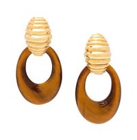 A Pair of Yellow Gold and Hardstone Convertible Earclips,