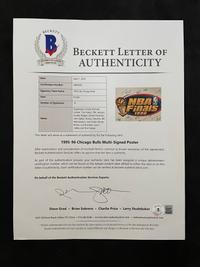 An Exceptionally Rare 1996 NBA Finals Chicago Bulls Team Signed Autograph Locker Room Sign Including Michael Jordan (Bulls Letter and Beckett Authentication Letter BAS Services Certified)