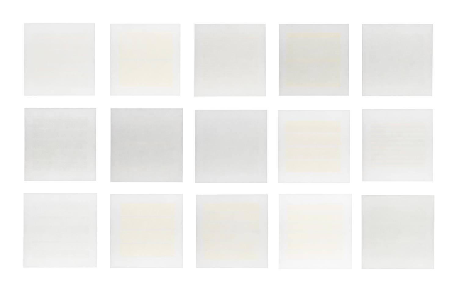 Agnes Martin (American/Canadian, 1912–2004) — Recent Paintings (set of 15), 2000