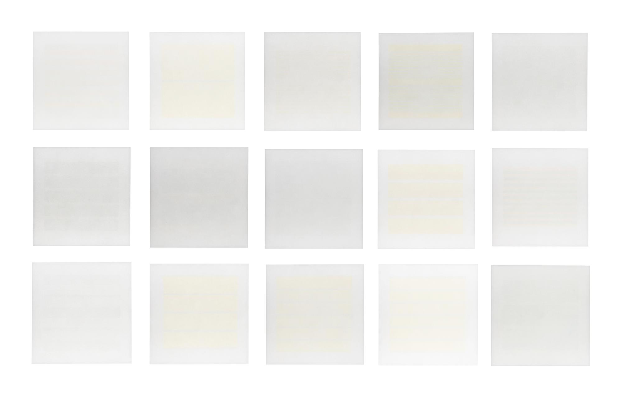 Agnes Martin (American/Canadian, 1912–2004) — Recent Paintings (set of 15), 2000