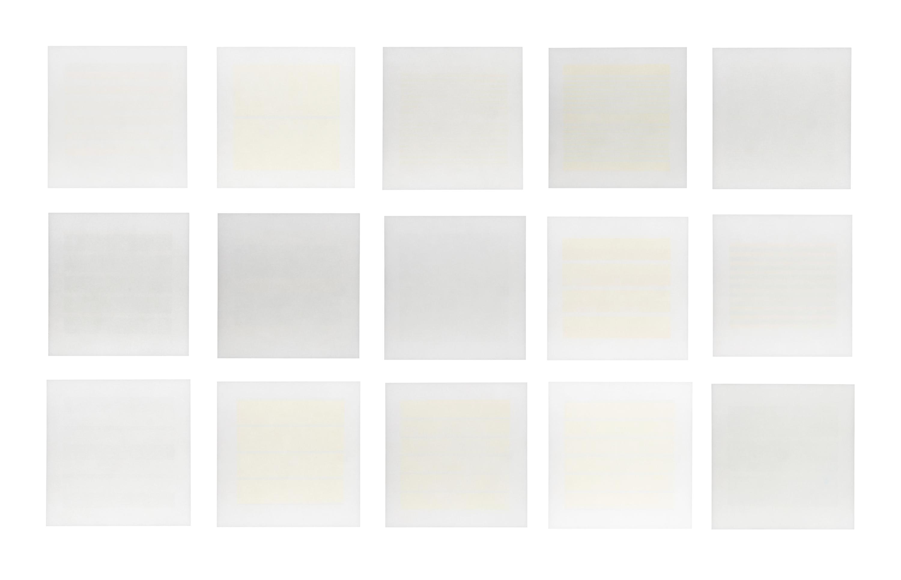 Agnes Martin (American/Canadian, 1912–2004) — Recent Paintings (set of 15), 2000