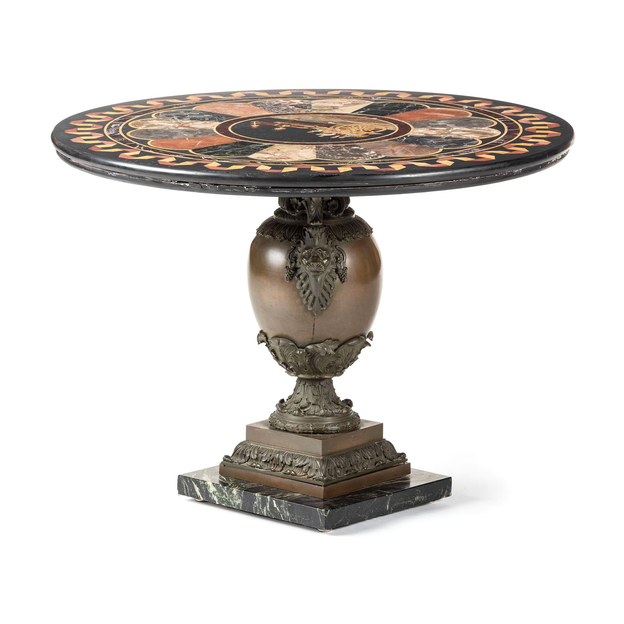 An Italian Bronze Side Table with a Pietra Dura Top