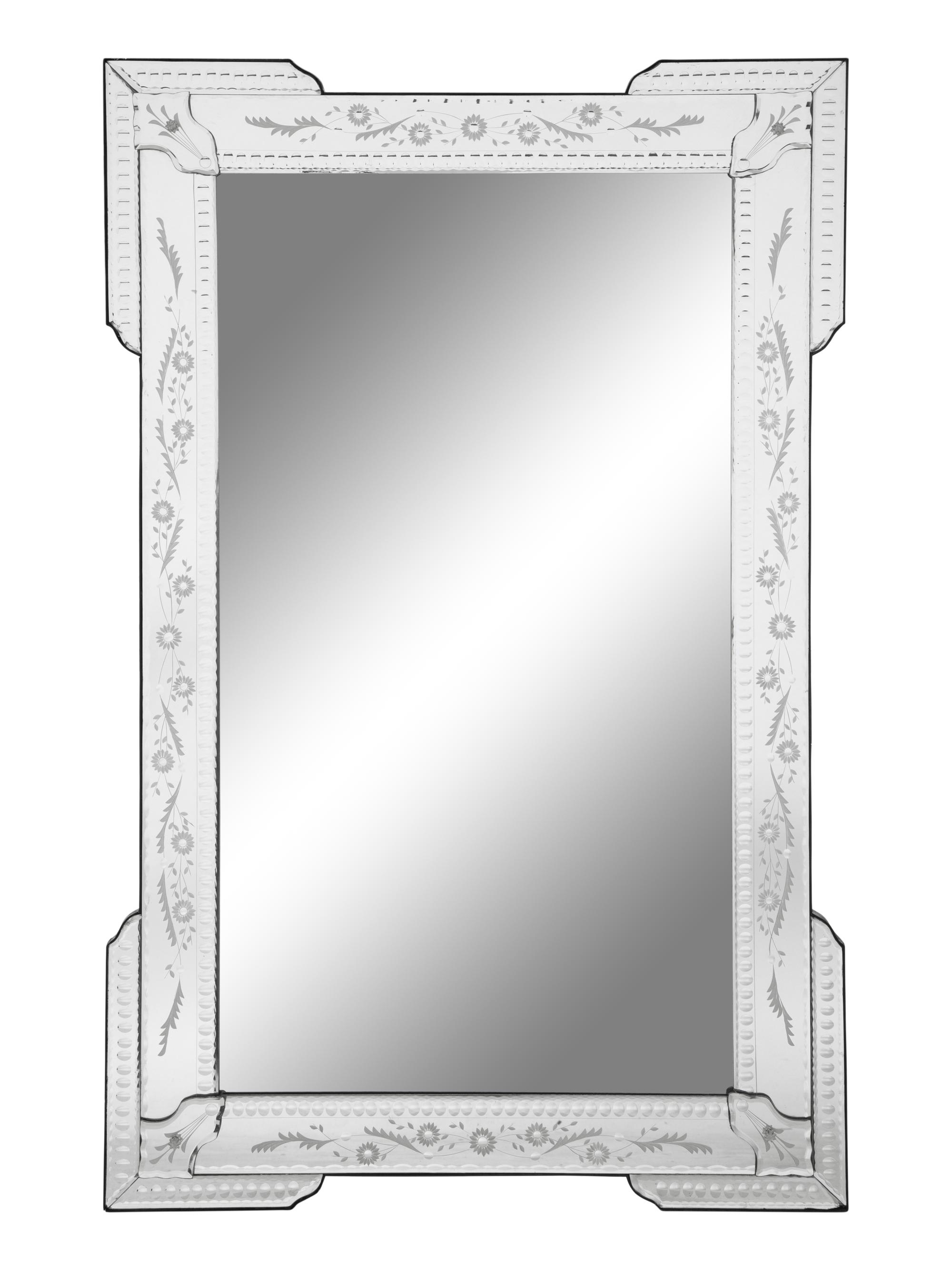 A Pair of Venetian Style Etched Glass Mirrors