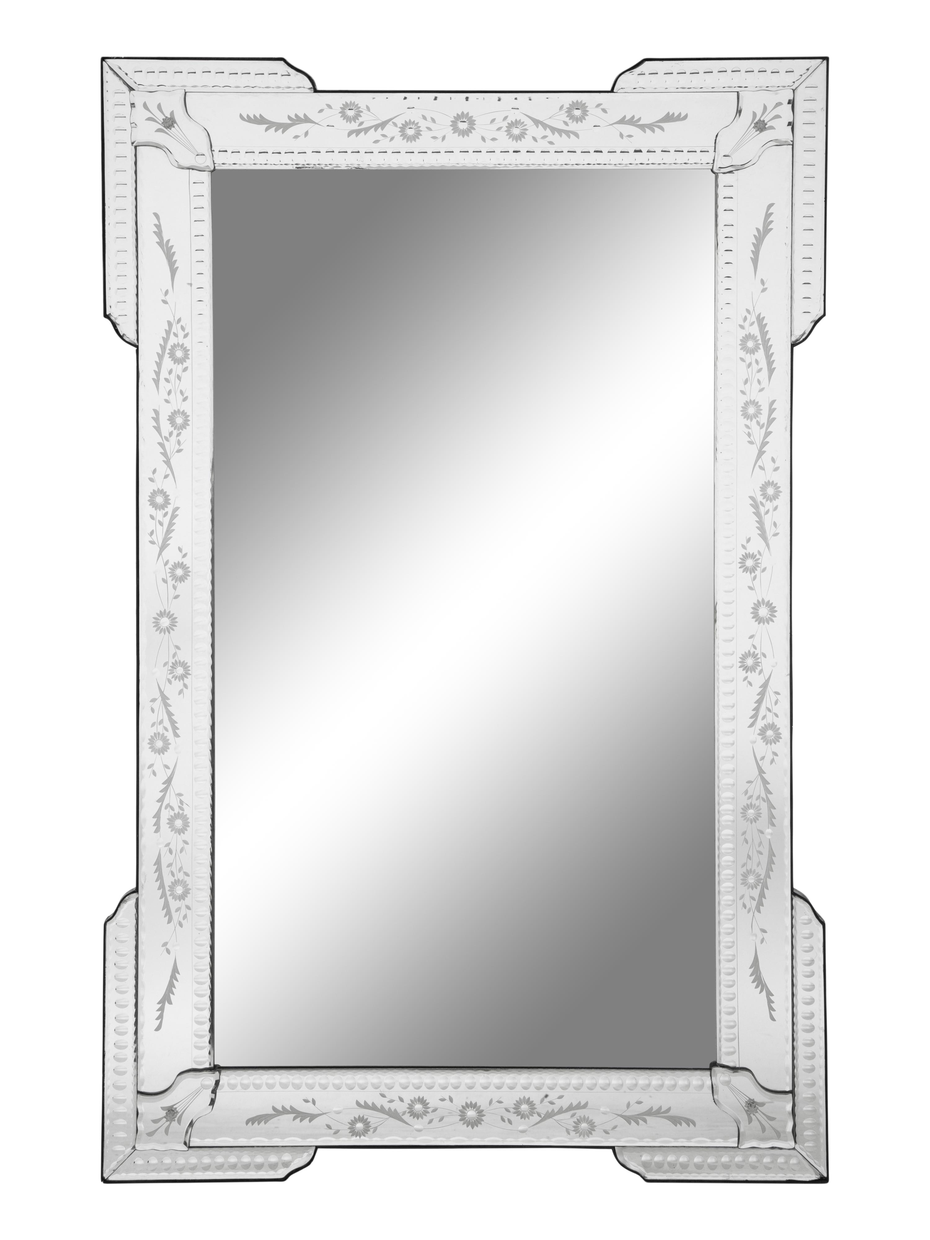 A Pair of Venetian Style Etched Glass Mirrors