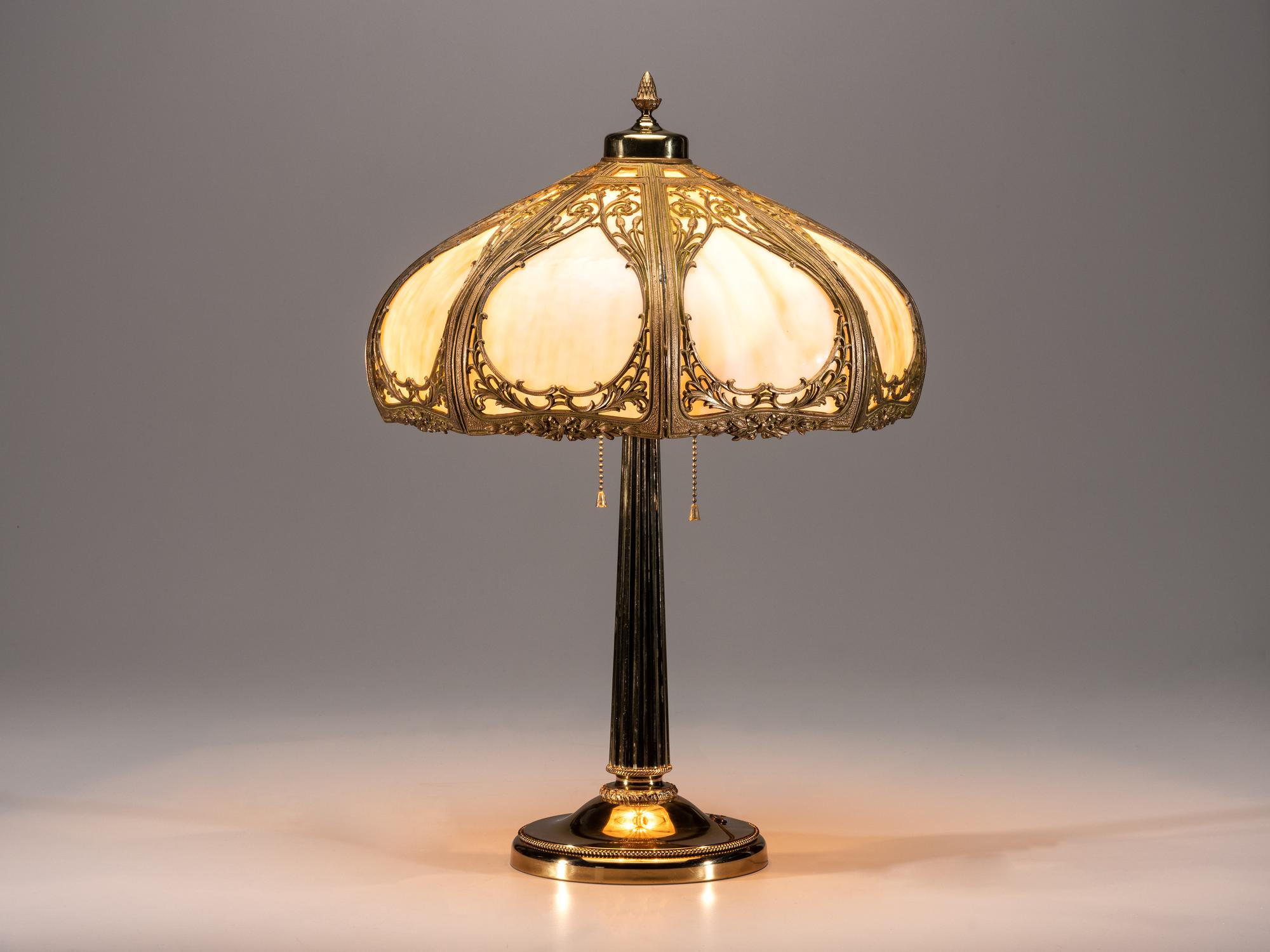 Cattail Slag Glass Lamp American, Early 20th Century slag…