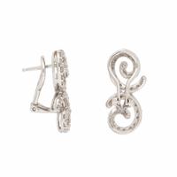 Diamond and White Gold Swirl Earrings