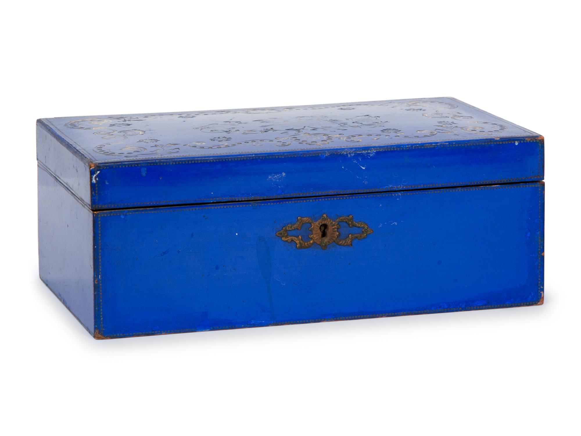 Three Gilt-Embossed Painted Wood Boxes