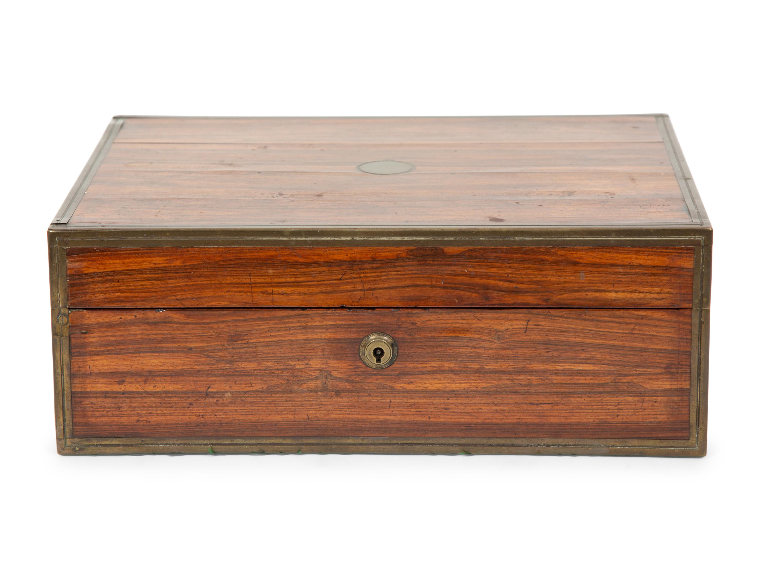 A Victorian Brass Bound Rosewood Jewelry Box