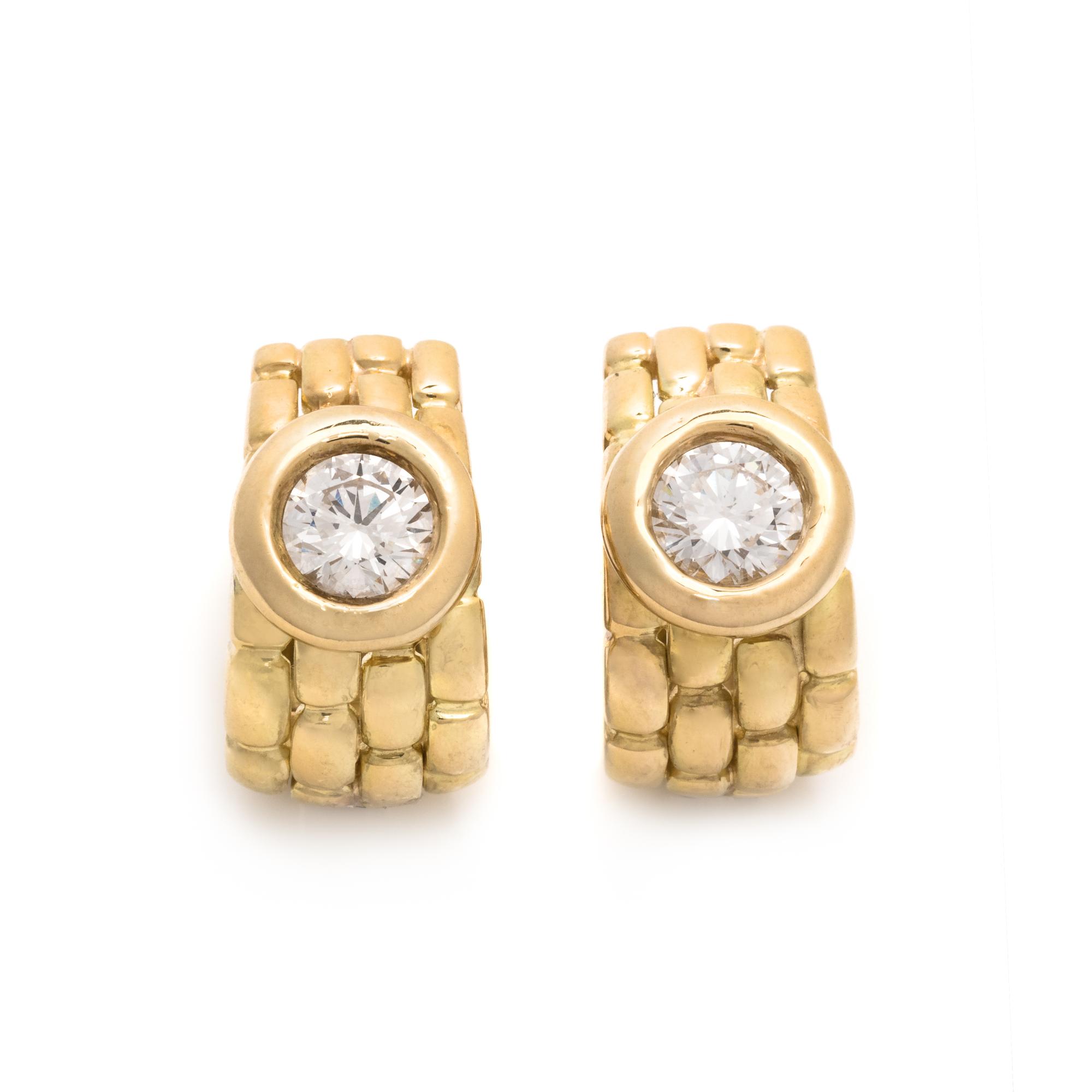 FRENCH, YELLOW GOLD AND DIAMOND EARCLIPS