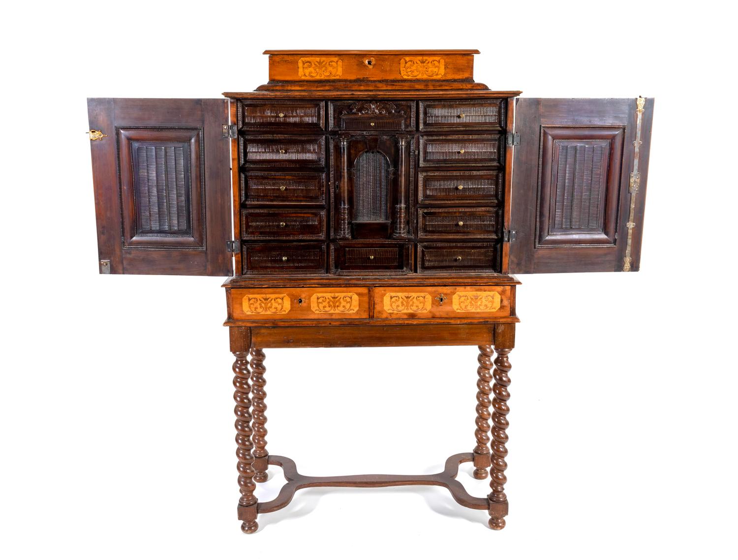A German Renaissance Style Marquetry Cabinet on Stand — 19TH CENTURY