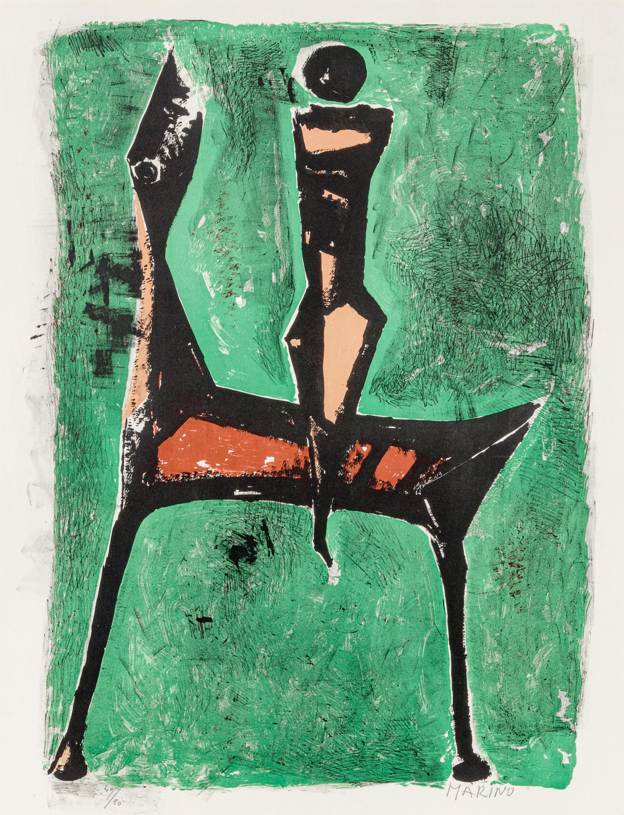 Cavalier fond vert