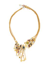 YELLOW GOLD AND MULTIGEM FRINGE NECKLACE