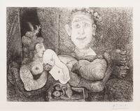 Pablo Picasso, (Spanish, 1881–1973), Les coulisses du tableau, Odalisque et peintre from La Serie 156, 1970