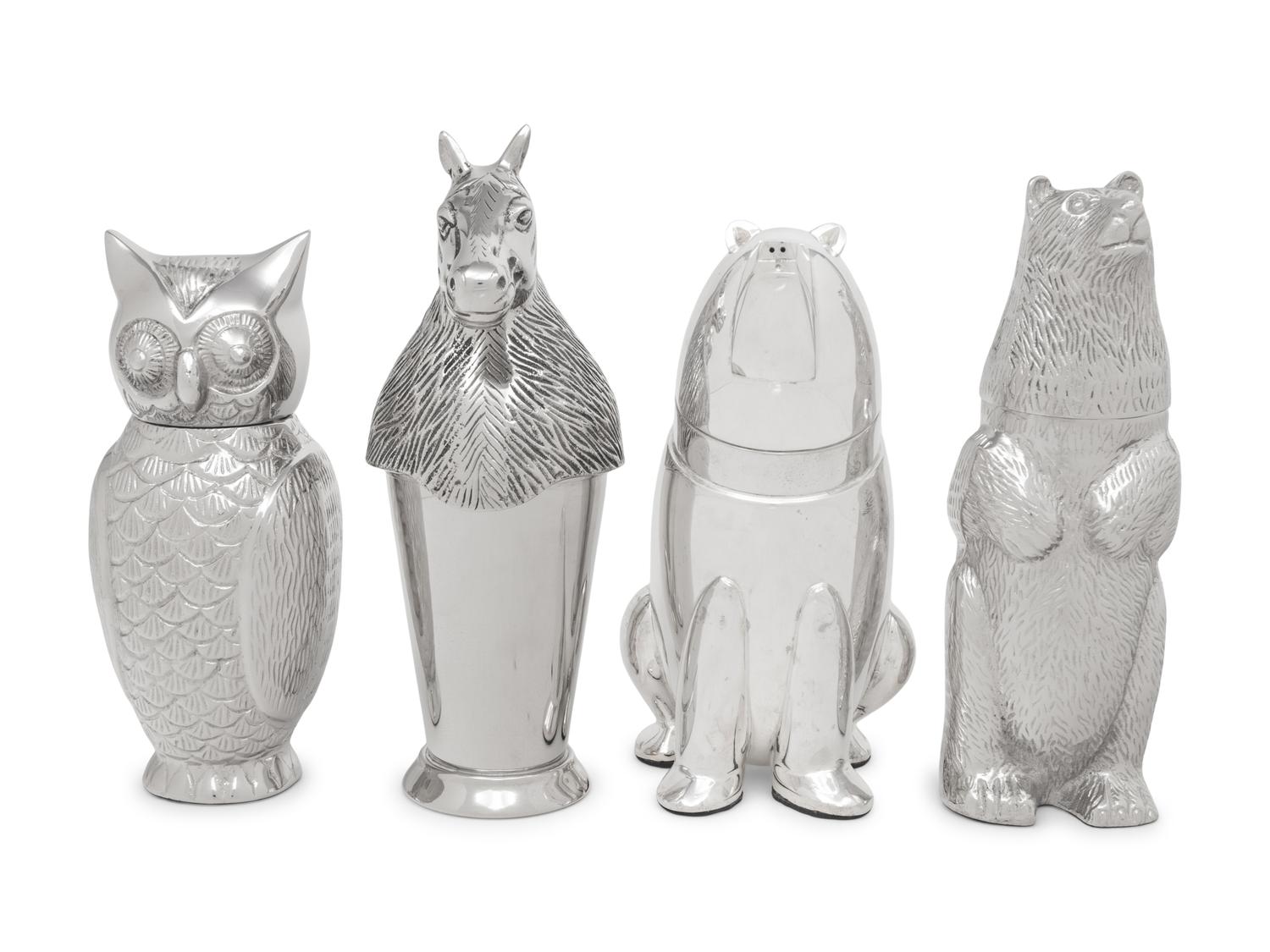 Four Animal-Form Cocktail Shakers