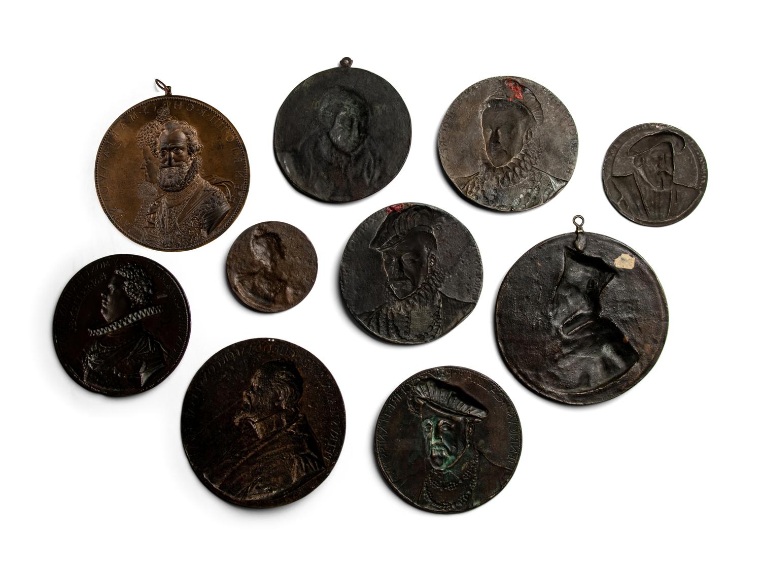 Ten Continental Bronze Bas Relief Portrait Plaques