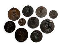 Ten Continental Bronze Bas Relief Portrait Plaques
