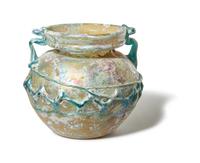 A Roman Glass Jar with Spiral Blue Trail