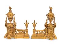 A Pair of Louis XVI Style Gilt Bronze Chenets