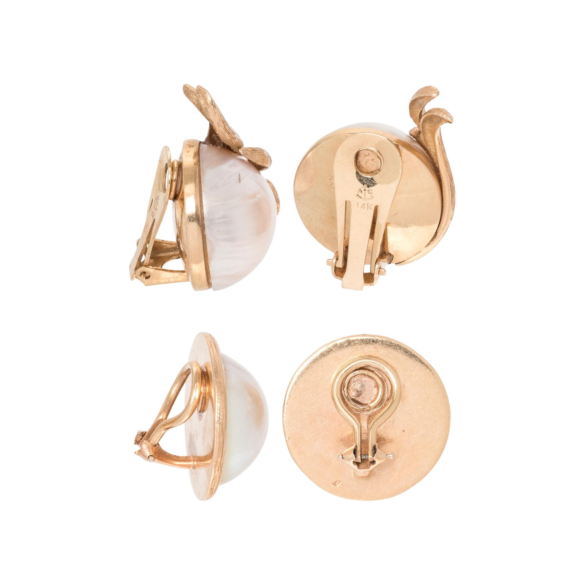 COLLECTION OF CULTURED MABE PEARL EARCLIPS