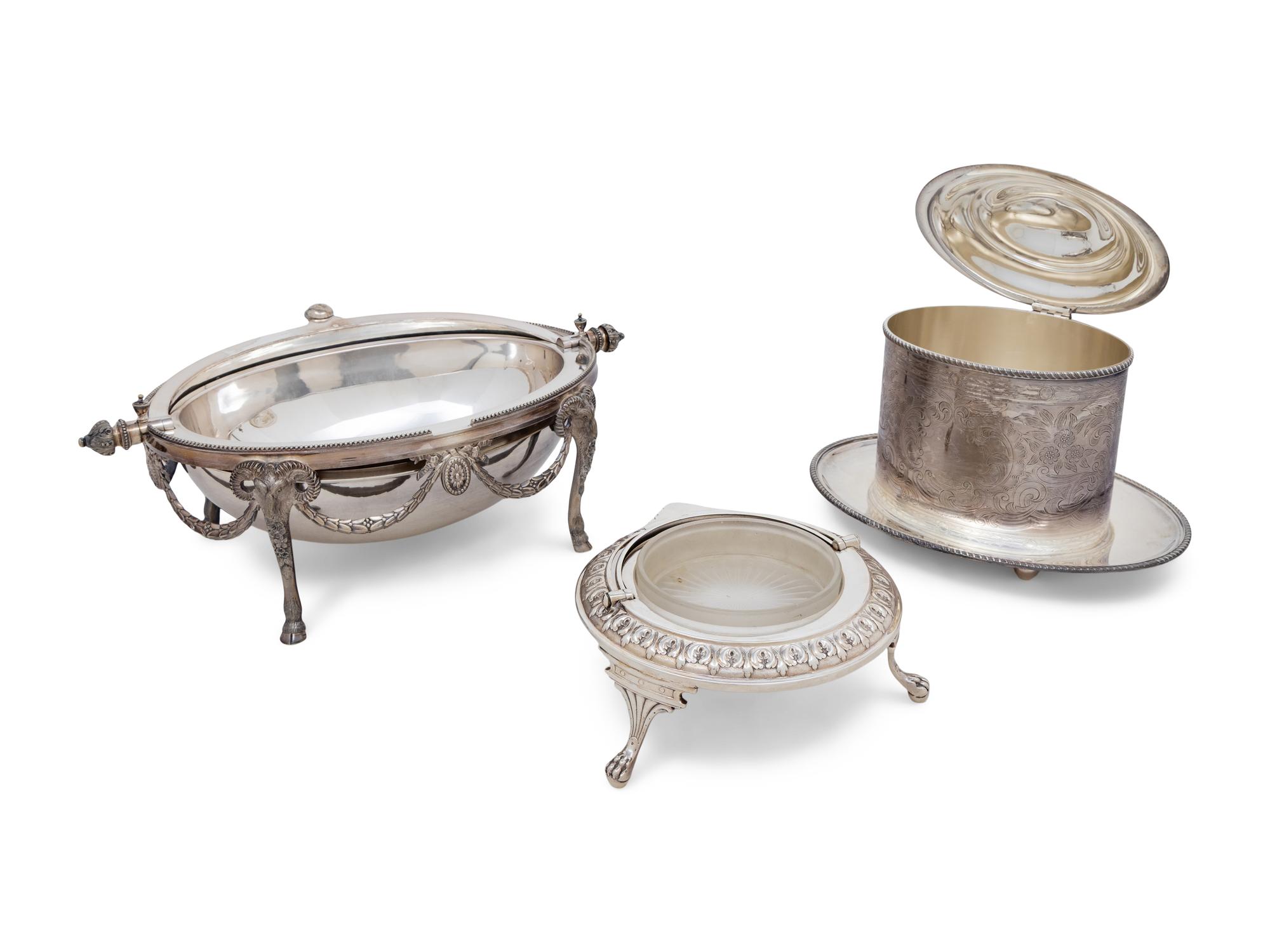 Three English Silver Plate Table Articles