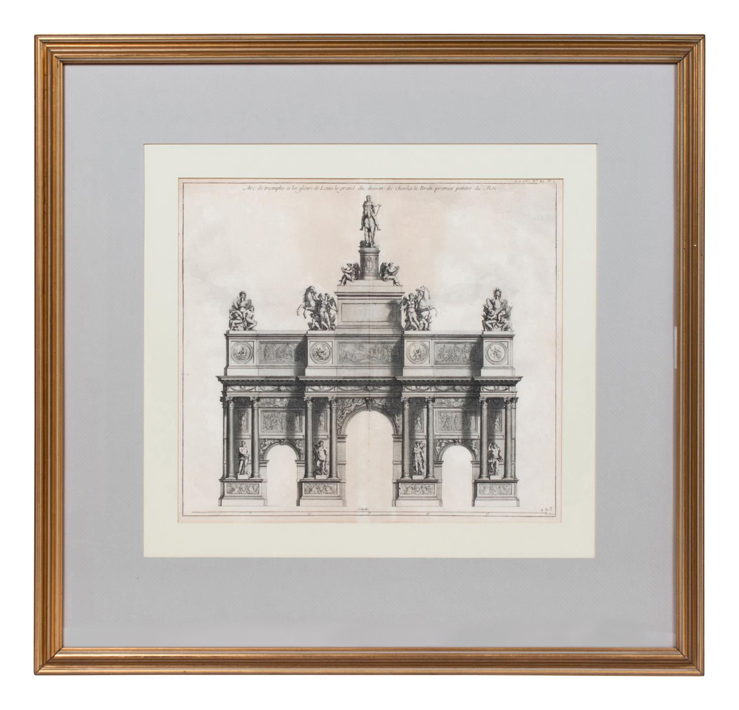 A Collection of Three Architectural Engravings and a Relief Print
